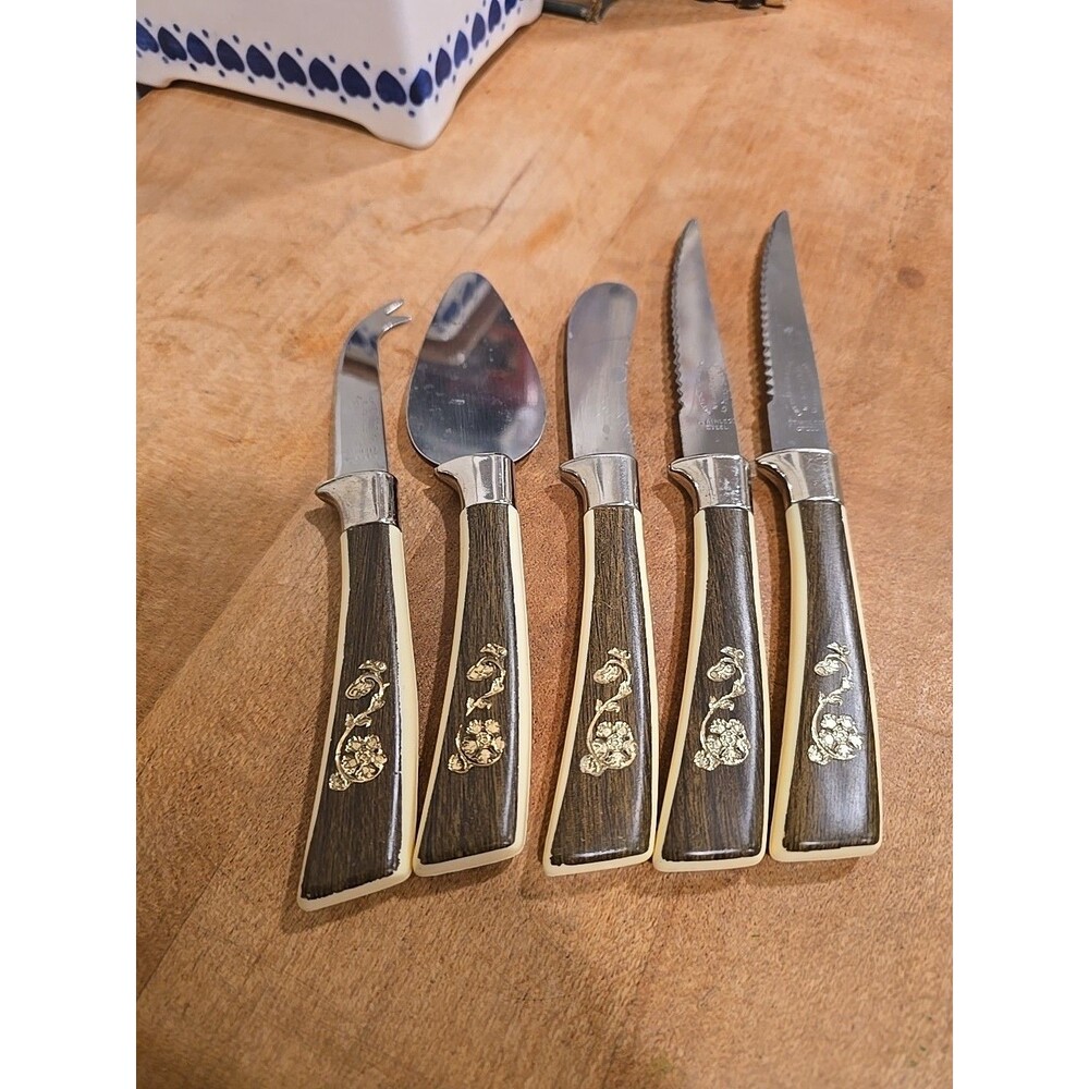 Set of 5 Vintage MCM Sheffield England Lifetime Cutlery Flatware Cheese Knives